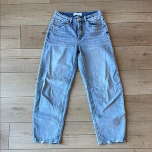 Classic Light Blue Cropped Barrel Leg Jeans